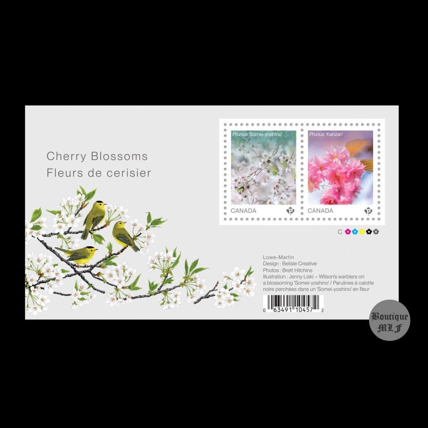 2026  Canada Cherry Blossoms : souvenir sheet of 2 stamps  -