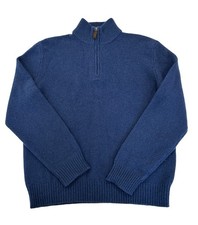 Polo Ralph Lauren Zip Pullover Sweater Mens Size L Blue Merino Wool  Angora