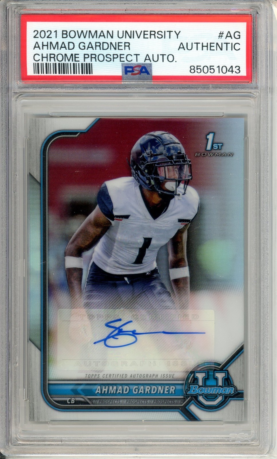 Ahmad Gardner 2021 Bowman University #BCPA-AG Chrome Prospect Autograph