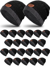 24 Pcs Winter Beanie Bulk for Homeless Donations, Men Fleece Warm Hat Thick S...