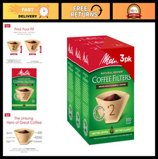 Natural Brown Cone Coffee Filters #2 - 300 Total, Fits 2-6 Cup Makers, Compostab