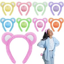 Wavwavw 8 Set Bear Ears Headband with Tail Set Rainbow Color