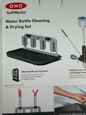OXO SoftWorks Water Bottle Cleaning  Drying Set Rack Bottle Brush Straw Brush
