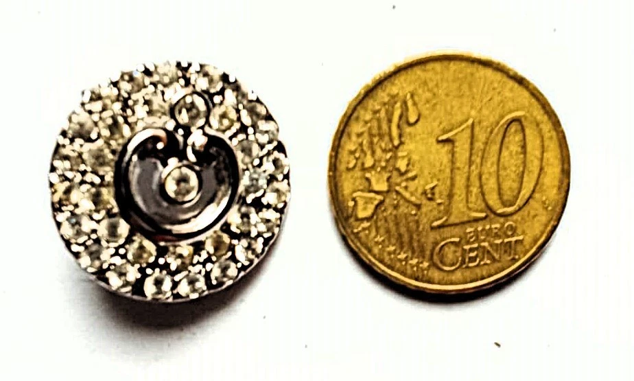  gruppo 5 * BOTTONE GIOIELLO * DE LIGUORO * strass su RODIO ARGENTO - Immagine 4 di 4