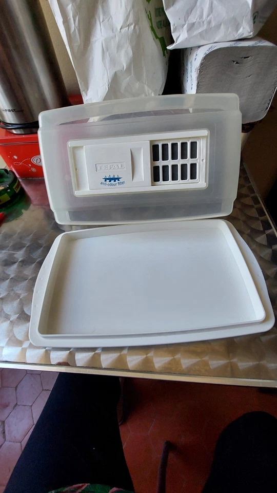  Cloche Plateau à Fromages, Cave à Fromage TEFAL en Plastique Blanc hermétique  - Photo 3/4