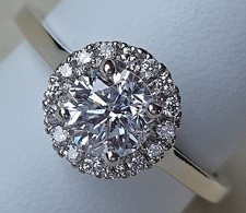 Verlobung Einkaräter Ring 1.02 Ct Brillant Solitär Diamanten 14kt 585 Gold M1769