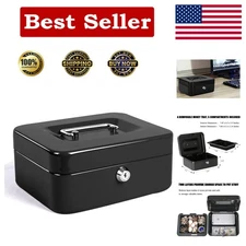 Secure Your Valuables: Portable Locking Cash Box with Key and Money Tray - Black