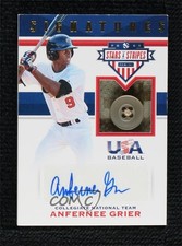 2017 Panini USA Baseball Stars & Stripes Buttons 6/6 Anfernee Grier Auto 0i76