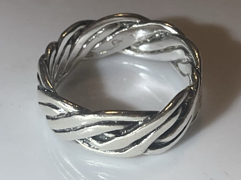 VTG Sterling Silver 925 NAVAJO Braided Ring Hope Joy Health Prosperity SZ 8 6.2g
