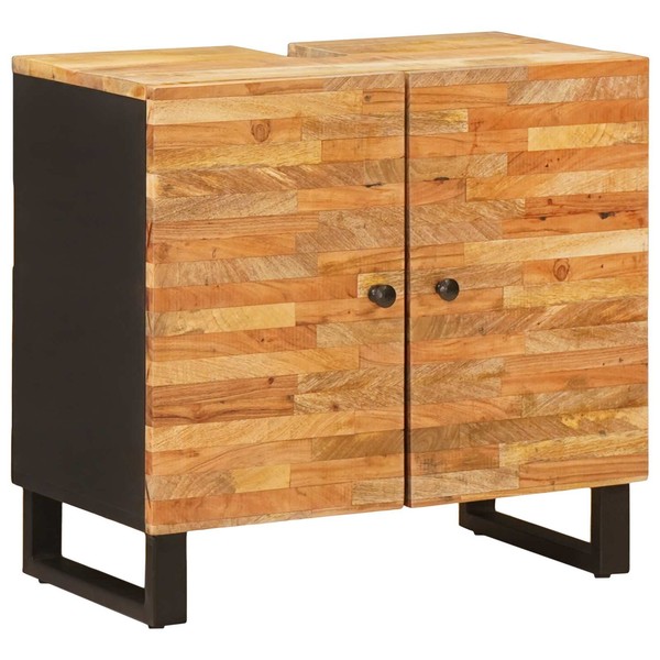 Waschbeckenschrank Natur 62 X 33 X 58 Cm Massivholz Mango Badezimmerschrank Wasc-image