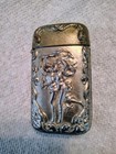 Antique Art Nouveau Match Safe Man  Woman Dancing RARE 3 x 1 