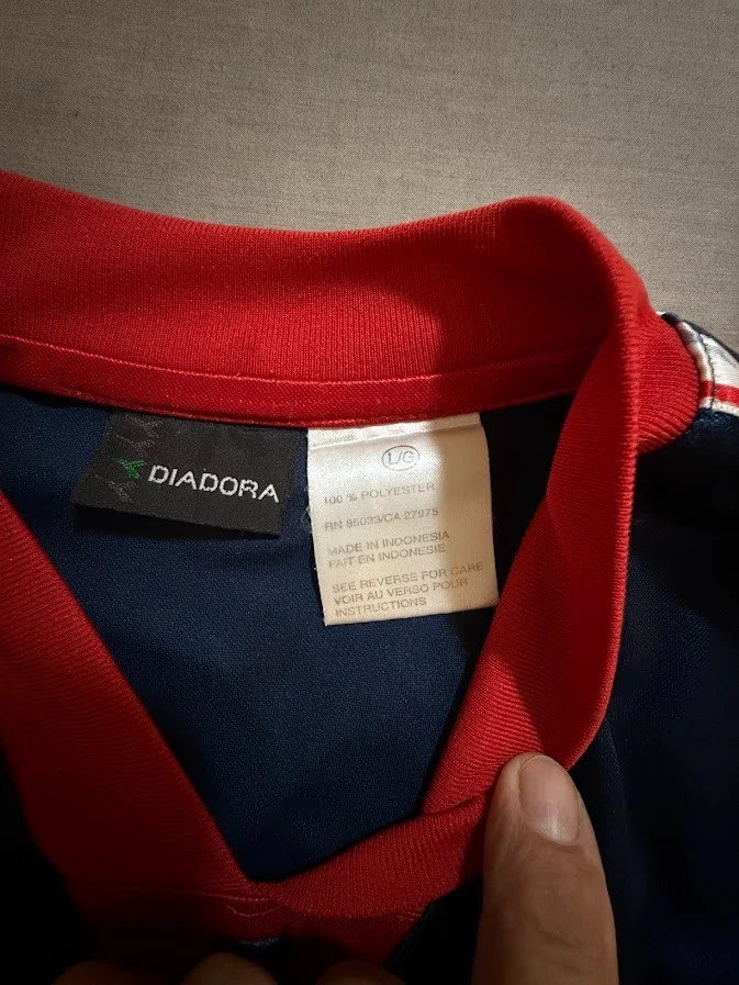 Jersey vintage Diadora Julmisse #15 para hombre grande azul manga corta pulóver años 90. Foto 4 de 4