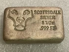 Discontinued Scottsdale Silver 5 Troy Oz .999 Fine Silver Hand Poured Chunky Bar