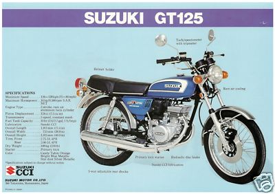 1974 SUZUKI GT185 GT185L GT125 GT125L Brochure Sales Catalog REPRO