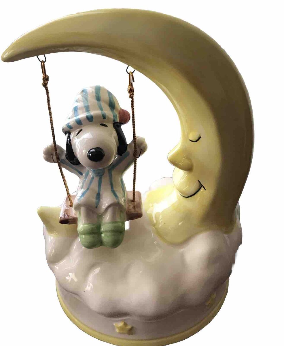 Vtg RARE Peanuts Snoopy Moving Swing/Moon Schmid Music Box Vtg RARE Peanuts Snoopy Moving Swing/Moon Schmid Music Box
