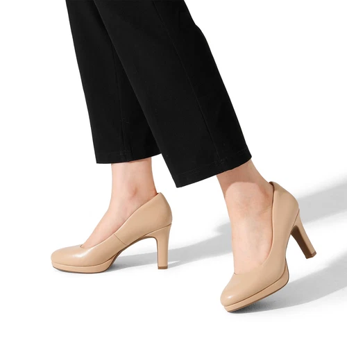 Women Slip On Pump Shoes Round Toe Low Heel Wedding Dress Platform Pump Shoes - Foto 17 di 17