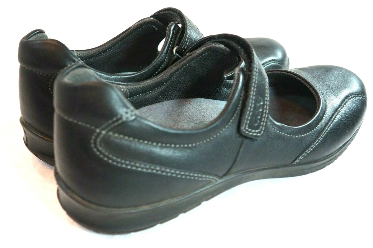 ECCO Womens Mary Jane Shoes Black Leather &amp; Loop EU 41 US 8 Prem Insoles |