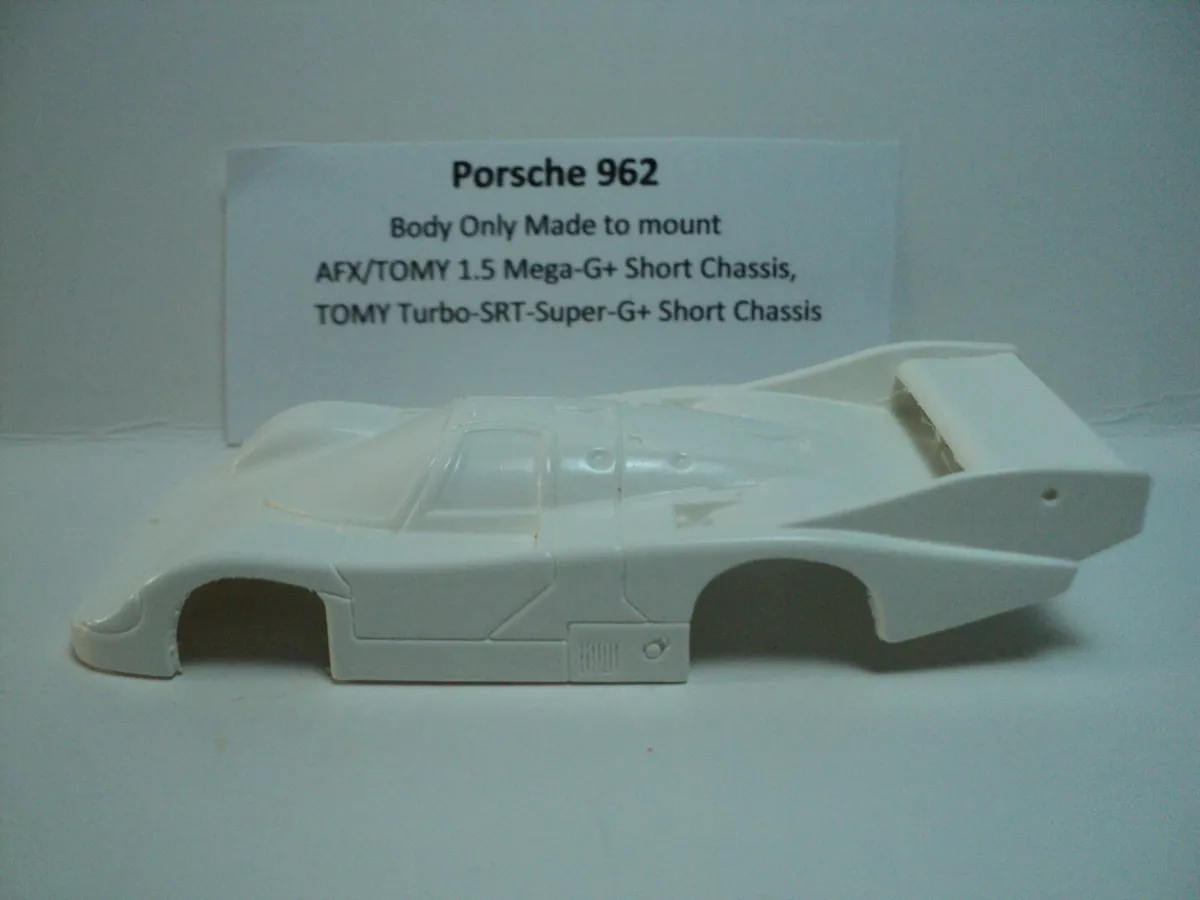 HO Slot Car Resin Body Porsche 962 White AFX TOMY Mega G 1.5 Short wide Body
