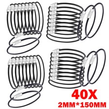 40PC Black 2.0mm 150mm Wire Keychain Cable Metal Luggage Tag Loops Key Rings US