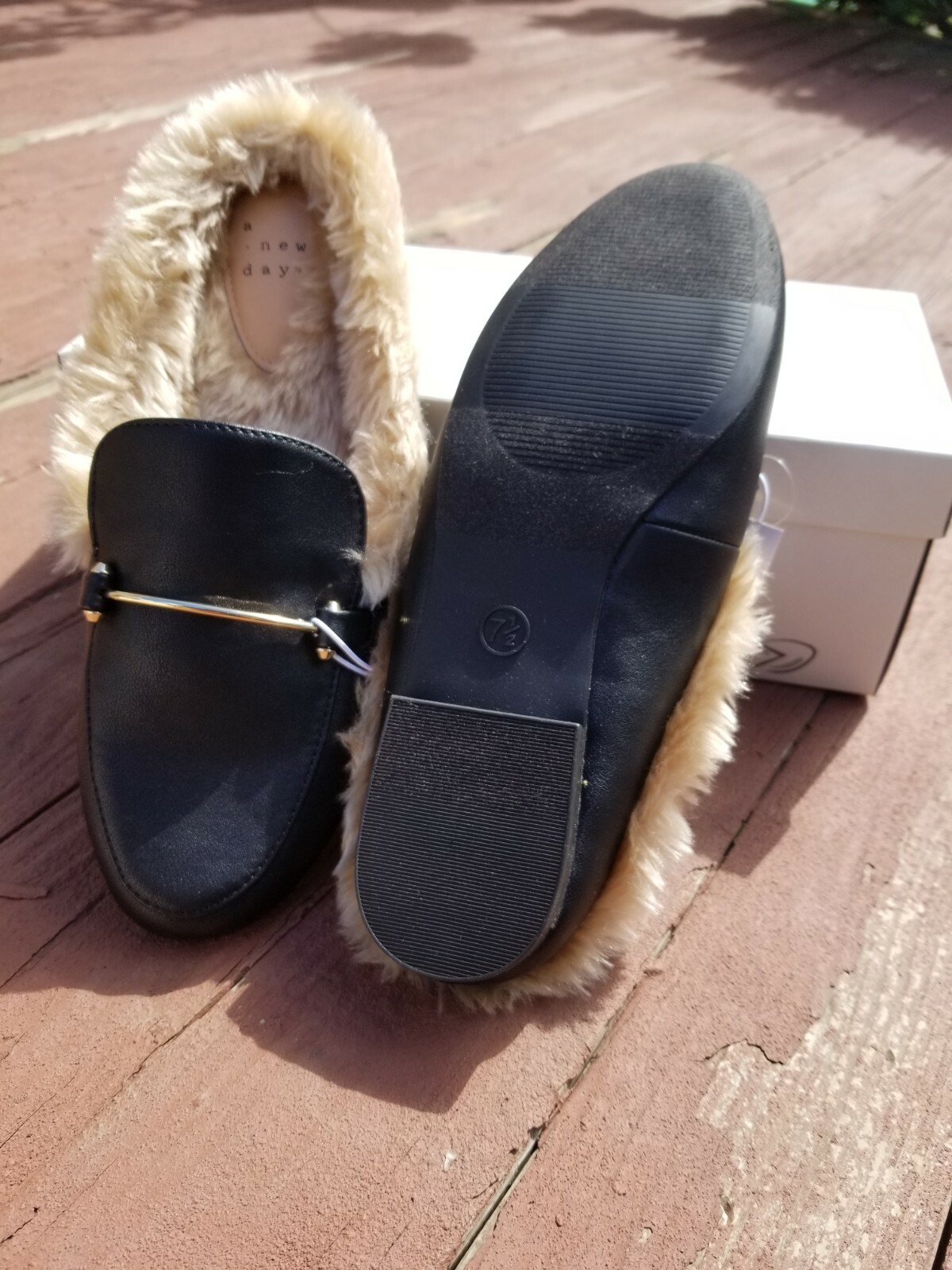 rebe faux fur mule flats