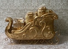 Golden Sleigh Christmas Centerpiece Renaissance Sleigh VTG Elements w/Box