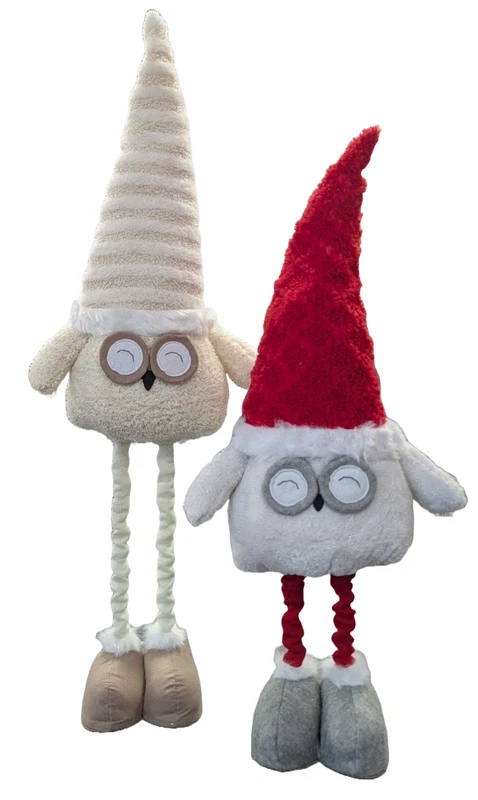 Gufo Natalizio Gufetto di Natale con Gambe a Molla Estensibili fino a 95 cm