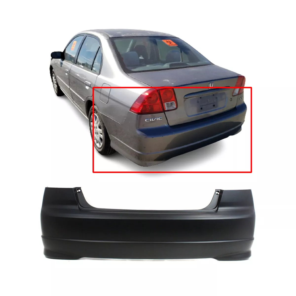 Rear Bumper Cover For 2004 2005 Honda Civic Primed 04715S5AA91ZZ HO1100217
