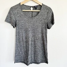 Patagonia T-Shirt Womens XS Heathered Gray Mount Airy Linen Blend Keyhole Tee
