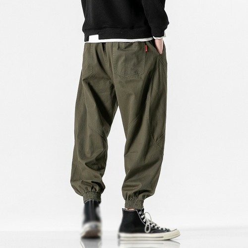 Men Casual Japanese Style Harem Pants Plain Loose Fit Elastic waist Drawstring D - 第 5/11 張圖片