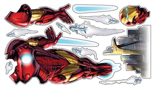 Wild Walls IRON MAN wall stickers 11 decals with LIGHT & SOUNDS superhero - Picture 3 of 5