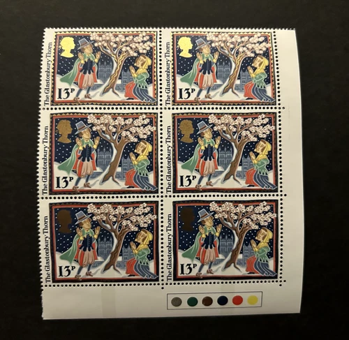 GB 1986 Christmas 13p SG 1342 traffic light block of 6 MNH