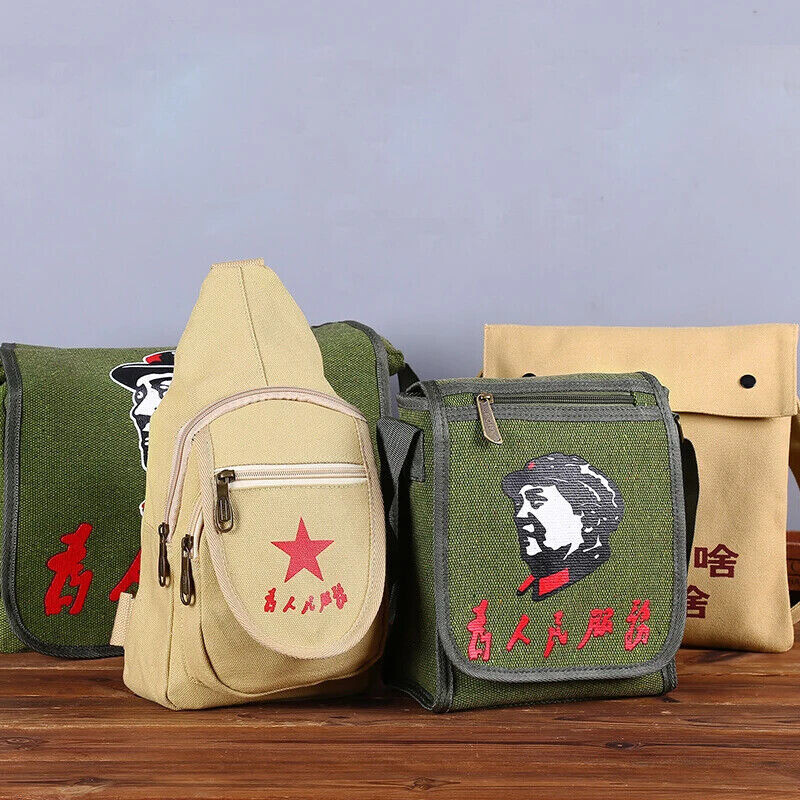 Chinese Characters Canvas Tote Bag Mao Green Student Shoulder Bag  