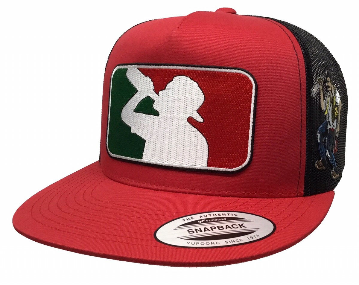El Borracho Y El Borracho Mexico 2 Logos Hat Red Black MESH
