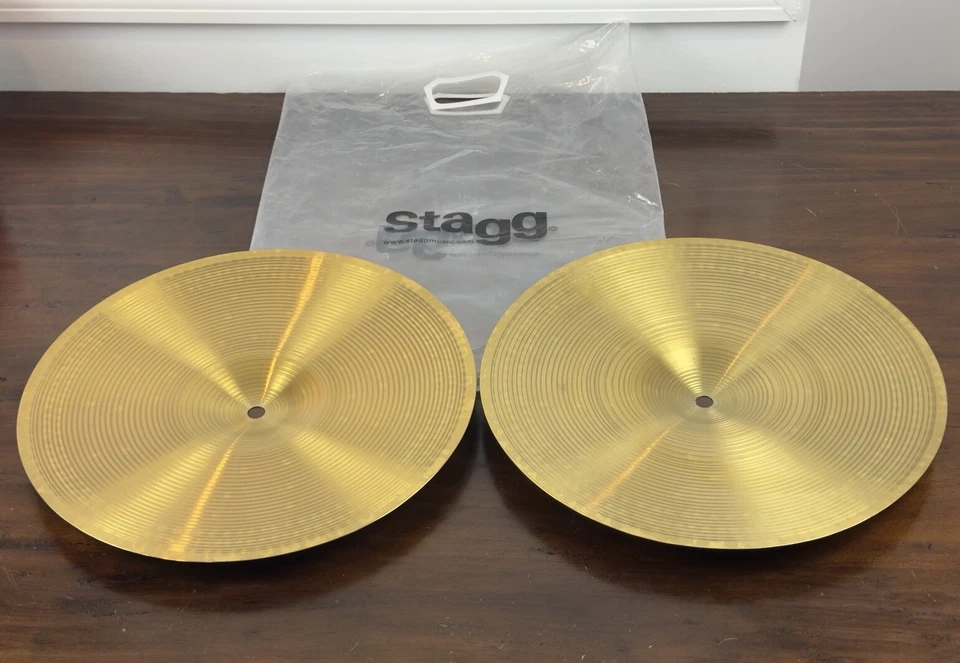 BEGINNER CYMBALS 13” COPPER/STEEL ALLOY BY STAGG 2 PC. AX 13" MED HI-HAT CYMBALS - Image 2 of 4