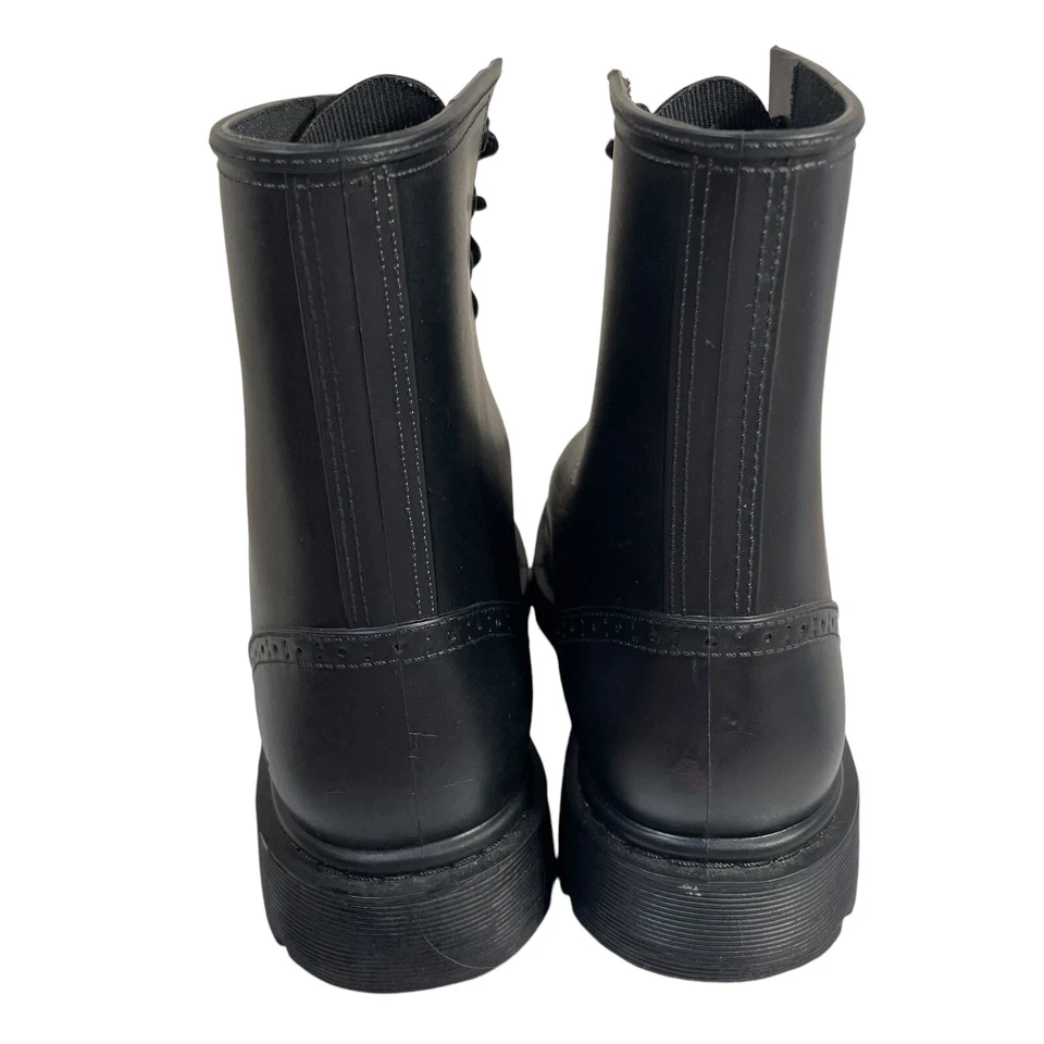 Botas Portland Madden Girl para mujer talla 8 negras de goma impermeables con cordones nuevas Foto 3 de 4