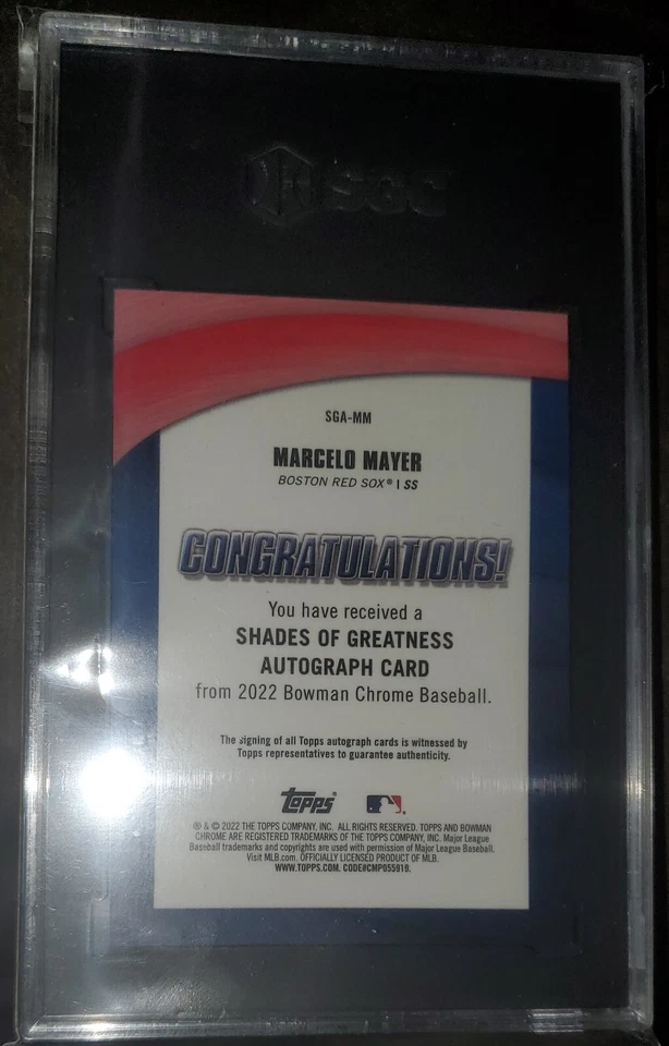 2022 Bowman Chrome Shades of Greatness Auto Marcelo Mayer /99 RC SGC 9.5 MT+ 10 - Image 2 of 2