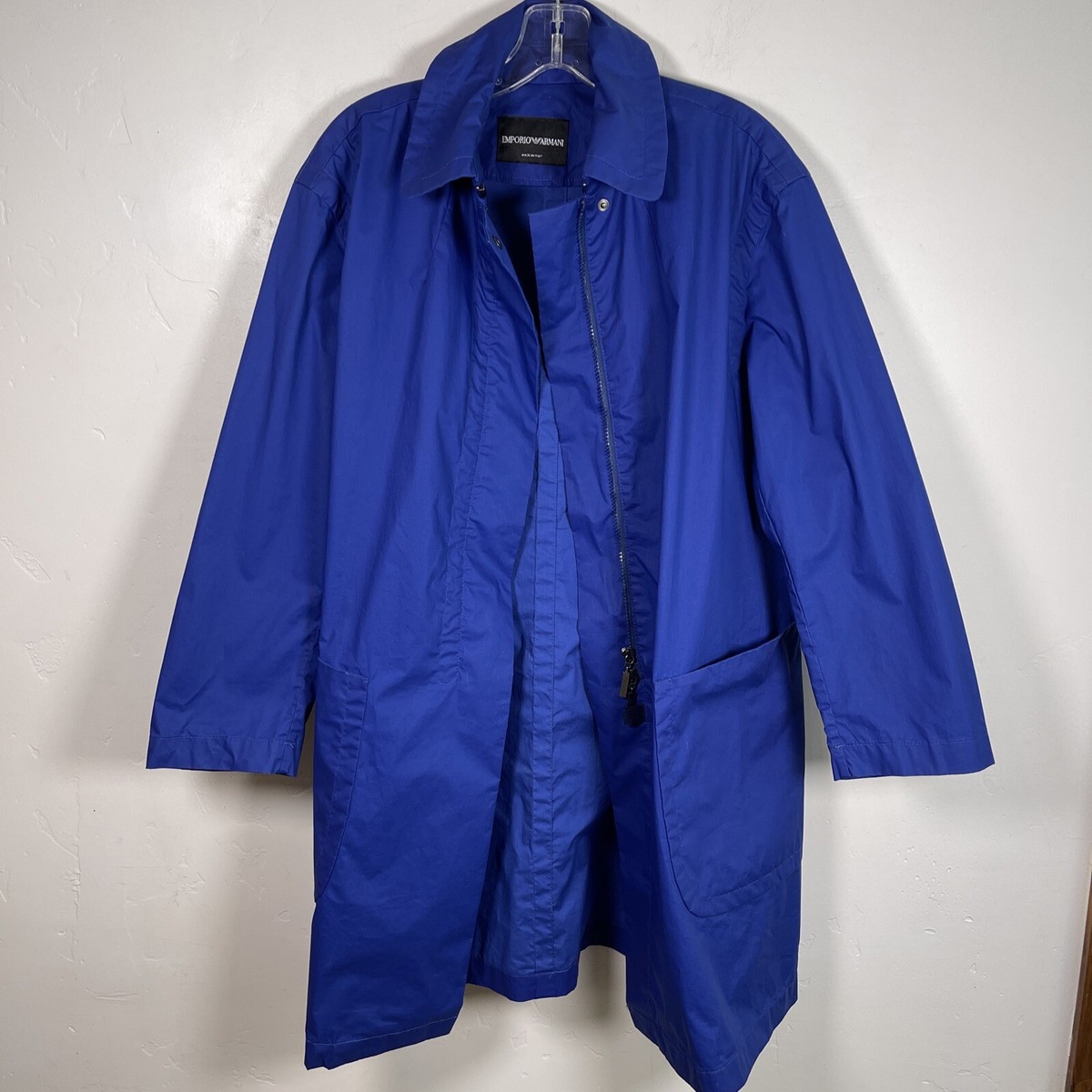 Emporio Armani Italy Blue Long Windbreaker Coat Jacket Blue Us 38