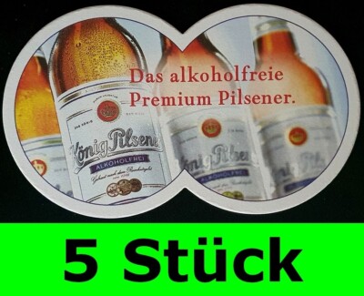 5 Stück Bierdeckel König Pilsener Alkoholfrei Doppeldeckel Sonderform