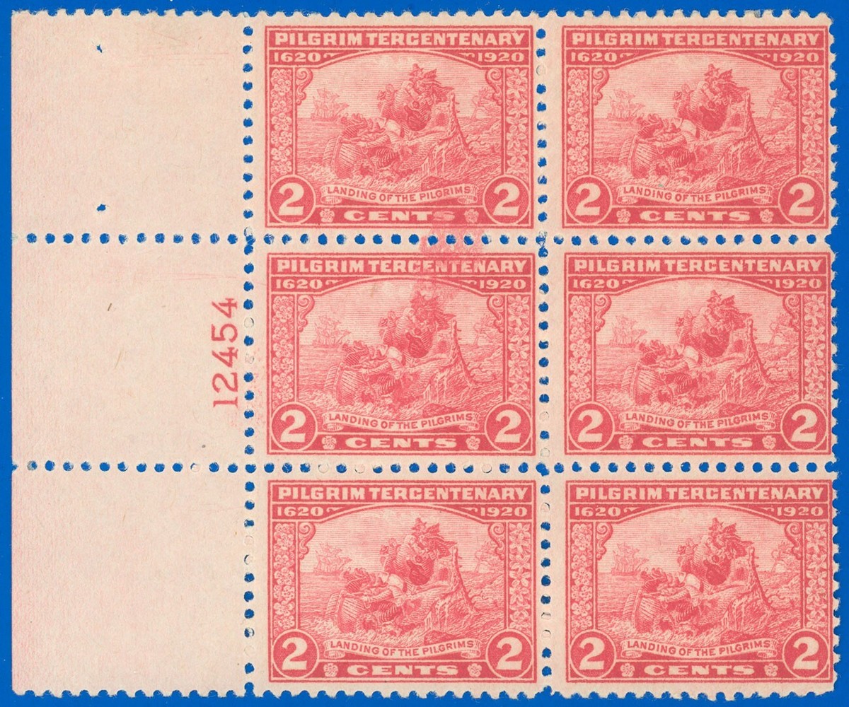 US SCOTT #549 LEFT SIDE PB/6, Mint-F/VF-HR, PLATE INK SMEAR EFO