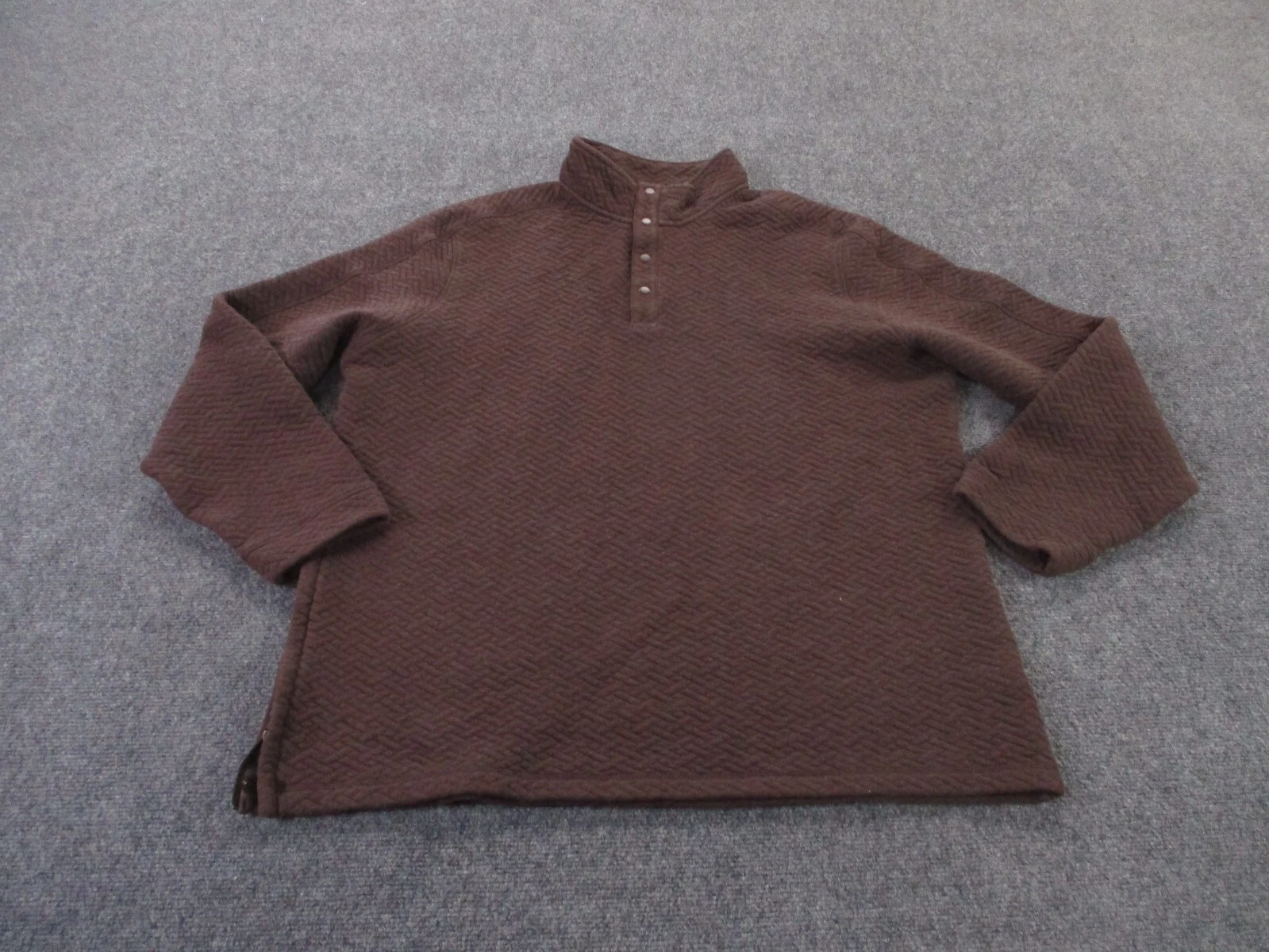 Rhone Jacket Mens 2XL Brown Quilted Sweater Golf Outdoors Pullover Snap Preppy