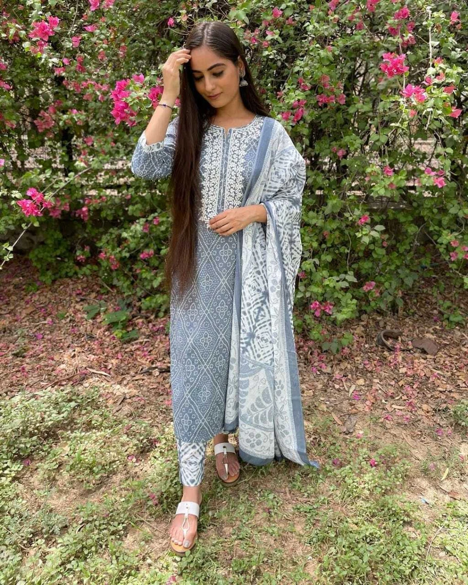 Printed salwar and top dupatta set online
