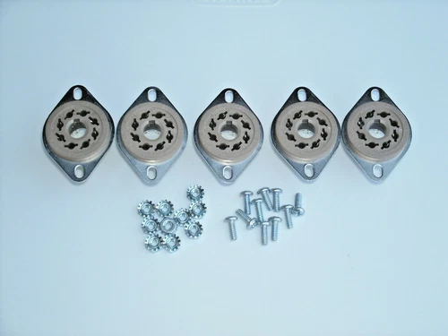 BELTON 8 pin OCTAL micalex tube sockets for 6V6, 6L6, set of 5 w/ mounting bolts