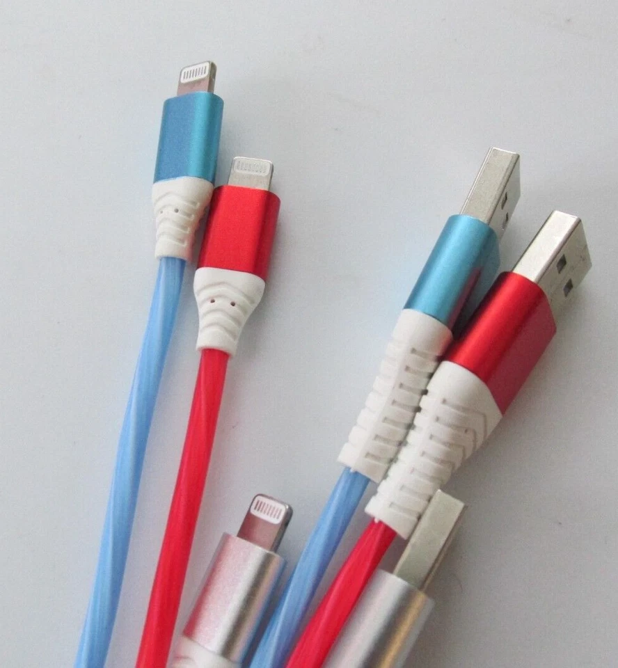 Cord Charging IPhone IPad XL Light Up Cable 7' Multiple Colors Chasing Lights - Image 3 of 3