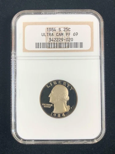1984 S WASHINGTON QUARTER 25C PF69 ULTRA CAMEO NGC; PR69 DCAM; SKU 2393
