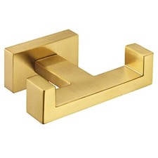Double Towel Hook Brushed Gold SUS304 Stainless Steel Square Coat Robe Holder...