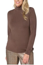 Joan Rivers Women's Builders Butter Funnel Neck Long Slv Top Bronze