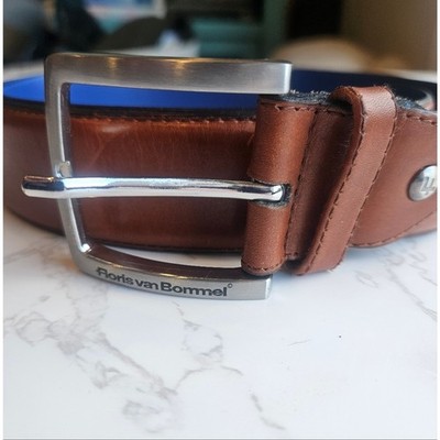 Floris van Bommel Dark Tan Cognac Leather Belt 105 cm