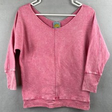 C&C California Pink Mineral Wash Chic Sweatshirt Stretch Top Womens XS USA Made