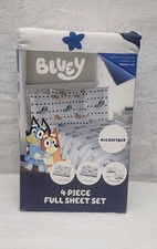 Bluey Full Sheet Set 4 Piece Microfiber Kids Bedding Blue