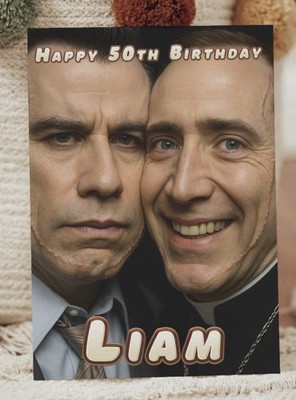 Face/Off, Nicolas Cage personalisierte Geburtstagskarte, klassischer Fernsehfilm (Größe A5)